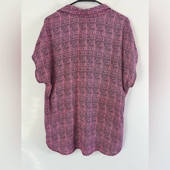 Pleione V Neck Collared Top Cap Sleeves Pink and Navy. Sz XXL plus size casual - Picture 3 of 11